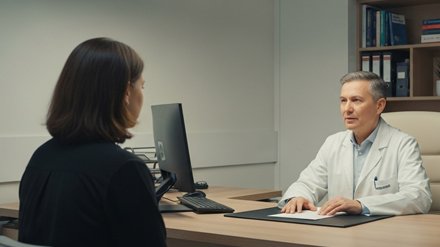 Врач консультирует пациента в клинике