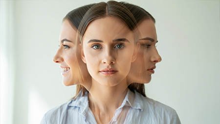Тройная экспозиция лица девушки