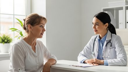 Врач консультирует пациента в клинике